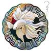 10-Inch Metal Wind Spinner White Betta Fish 3D Fish Wind Spinner, Unique Metal Hanging Kinetic Wind Sculpture Ornament Yard Art Garden Patio Lawn Indoor Outdoor Decor view 1