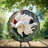 10-Inch Metal Wind Spinner White Betta Fish 3D Fish Wind Spinner, Unique Metal Hanging Kinetic Wind Sculpture Ornament Yard Art Garden Patio Lawn Indoor Outdoor Decor view 2