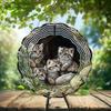 10-Inch Metal Wind Spinner Pallas's Cat Kittens in Rocky Cave 3D Wildlife Wind Spinner, Unique Metal Hanging Kinetic Wind Sculpture Ornament Yard Art Garden Patio Lawn Indoor Outdoor Decor view 2