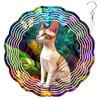 10-Inch Metal Wind Spinner Tabby Devon Rex Cat 3D Pet Wind Spinner, Unique Metal Hanging Kinetic Wind Sculpture Ornament Gifts for Pet Lovers Yard Art Garden Patio Lawn Indoor Outdoor Decor view 1