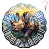 10-Inch Metal Wind Spinner Rhinoceros in Sunset 3D Wildlife Wind Spinner, Unique Metal Hanging Kinetic Wind Sculpture Ornament Gifts for Animal Lovers Yard Art Garden Patio Lawn Indoor Outdoor Decor view 1