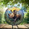 10-Inch Metal Wind Spinner Rhinoceros in Sunset 3D Wildlife Wind Spinner, Unique Metal Hanging Kinetic Wind Sculpture Ornament Gifts for Animal Lovers Yard Art Garden Patio Lawn Indoor Outdoor Decor view 2