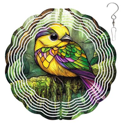 10-Inch Metal Wind Spinner Lorikeet 3D Bushtit Bird Wind Spinner, Unique Metal Hanging Kinetic Wind Sculpture Ornament Gift for Bird Lovers Yard Art Garden Patio Lawn Indoor Outdoor Decor