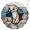 10-Inch Metal Wind Spinner White Weasel with Blue Eyes 3D Wind Spinner, Unique Metal Hanging Kinetic Wind Sculpture Ornament Gifts for Animal Lovers Yard Art Garden Patio Lawn Indoor Outdoor Decor view 1