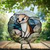 10-Inch Metal Wind Spinner White Weasel with Blue Eyes 3D Wind Spinner, Unique Metal Hanging Kinetic Wind Sculpture Ornament Gifts for Animal Lovers Yard Art Garden Patio Lawn Indoor Outdoor Decor view 2