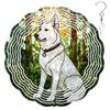 10-Inch Metal Wind Spinner White German Shepherd in Forest 3D Dog Wind Spinner, Unique Metal Hanging Kinetic Wind Sculpture Ornament Gift For Pet Lovers Yard Art Garden Patio Lawn Indoor Outdoor Decor view 1