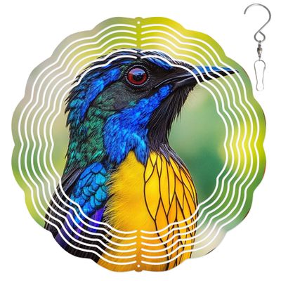 10-Inch Metal Wind Spinner Brown-Throated Sunbird 3D Bird Wind Spinner, Unique Metal Hanging Kinetic Wind Sculpture Ornament Gift for Bird Lovers Yard Art Garden Patio Lawn Indoor Outdoor Decor
