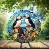 10-Inch Metal Wind Spinner Two Puffins by Ocean 3D Bird Wind Spinner, Unique Metal Hanging Kinetic Wind Sculpture Ornament Gift for Bird Lovers Yard Art Garden Patio Lawn Indoor Outdoor Decor view 2