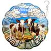 10-Inch Metal Wind Spinner Two Brown-and-White Cow Brother 3D Animal Wind Spinner, Unique Metal Hanging Kinetic Wind Sculpture Ornament Yard Art Garden Patio Lawn Indoor Outdoor Decor view 1