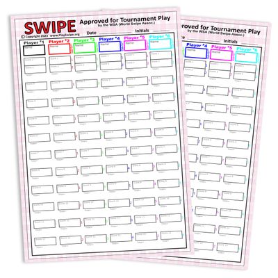 3Z Living Swipe Scorepads - 2 Official 25-Page Scorepads = 50 Score Sheets, Same as The Scorepad That Comes with Swipe Card Game Box