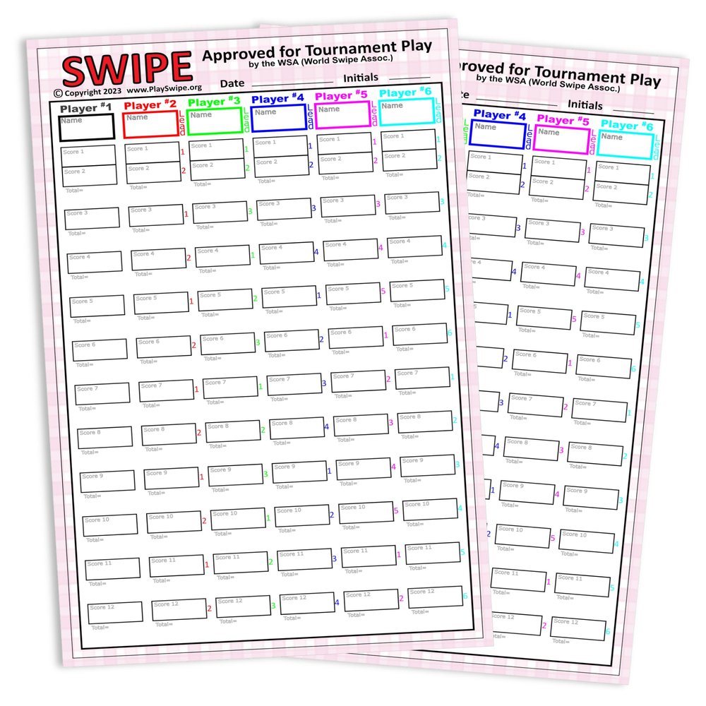 3Z Living Swipe Scorepads - 2 Official 25-Page Scorepads = 50 Score Sheets, Same as The Scorepad That Comes with Swipe Card Game Box