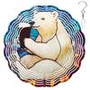 10-Inch Metal Wind Spinner Polar Bear Drinking Cola 3D Animal Wind Spinner, Unique Metal Hanging Kinetic Wind Sculpture Ornament Gifts for Women Yard Art Garden Patio Lawn Indoor Outdoor Decor view 1