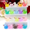 100 PCS Glow in The Dark Mini Ducks - Whimsical Luminous Ducklings for DIY Dollhouse/River Landscape/Vase Filler/Fairy Garden Decoration Multicoloured (100pcs) view 2