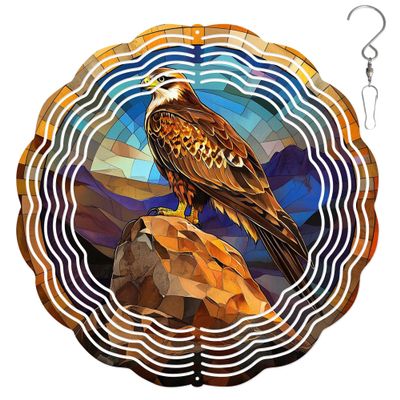 10-Inch Metal Wind Spinner Falcon on Rock 3D Raptor Wind Spinner, Unique Metal Hanging Kinetic Wind Sculpture Ornament Gift for Bird Lovers Yard Art Garden Patio Lawn Indoor Outdoor Decor