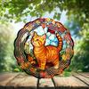 10-Inch Metal Wind Spinner Ginger Tabby Cat 3D Pet Wind Spinner, Unique Metal Hanging Kinetic Wind Sculpture Ornament Gifts for Pet Lovers Yard Art Garden Patio Lawn Indoor Outdoor Decor view 2