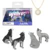 Archie McPhee Howling Wolves Playset  4 Wolf Figures & Glow-in-The-Dark Moon Display Set, Soft Vinyl Miniatures view 1