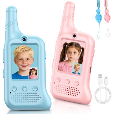 Video Walkie Talkies for Kids Rechargeable Kids Walkie Talkies 2 Pack with Voice Changer & Cartoon Avatar, 1000 ft Range, Fun Toys for Outdoor Camping, Hiking, Birthday Gift for Boys Girls Ages 3-12