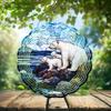 10-Inch Metal Wind Spinner Polar Bear and Two Cubs 3D Animal Wind Spinner, Unique Metal Hanging Kinetic Wind Sculpture Ornament Gifts for Women Yard Art Garden Patio Lawn Indoor Outdoor Decor view 2