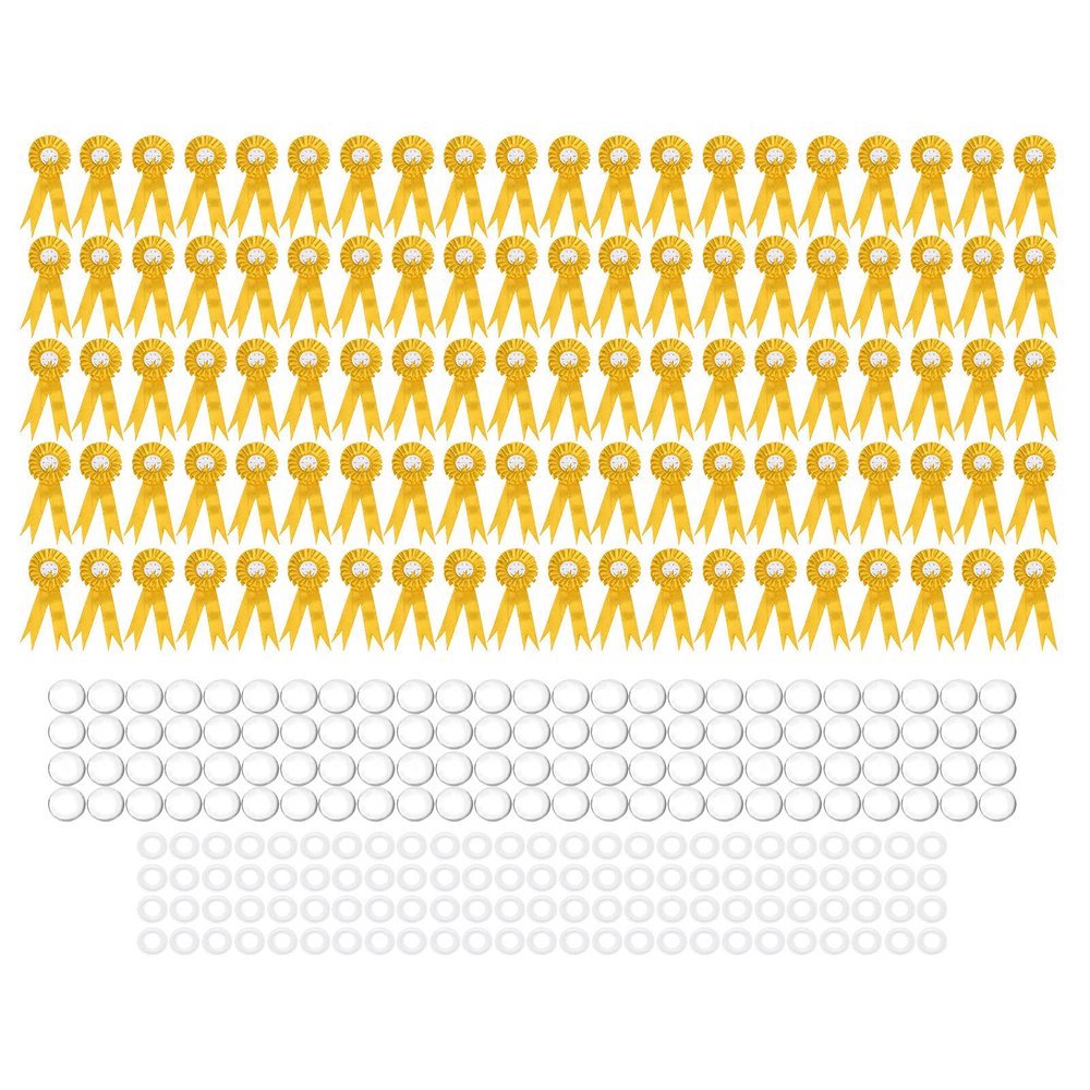 100 Set Badge Pin Button Blank Materials, 44mm Celebration Party Wedding Supplies - Durable, Easy to Use, Ideal for DIY Button Maker Buttons Making Supplies (Yellow)