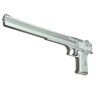 Long Barrel Chrome Foam Pistol 17.25" Silver Fantasy Hand Cannon Prop | PU Foam Cosplay Weapon for Costume, Roleplay & Display