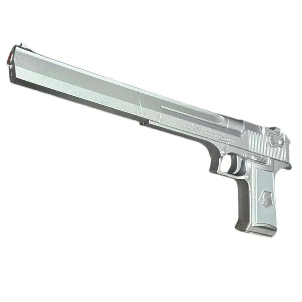 Long Barrel Chrome Foam Pistol 17.25" Silver Fantasy Hand Cannon Prop | PU Foam Cosplay Weapon for Costume, Roleplay & Display