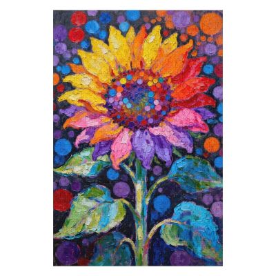 Sunflower Puzzles for Adults 1000 Pieces, Rainbow Flower Artwork, Colorful Gradient Plant Puzzle, Challenging DIY Activity, Relaxing Family Game, Wall Decor Gift for Adults
