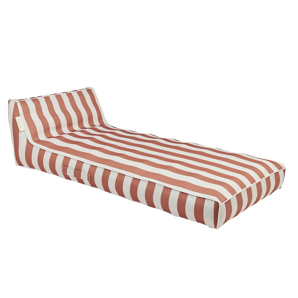 SUNNYLiFE Luxe Lie-On Lounger, Inflatable Pool Float, Indoor/Outdoor Use, Backrest Support, PVC/Polyester, Tierra Clay Stripe, 70.87 x 33.46 x 20.47 inches, Water/Land Usage, 9.7 lbs