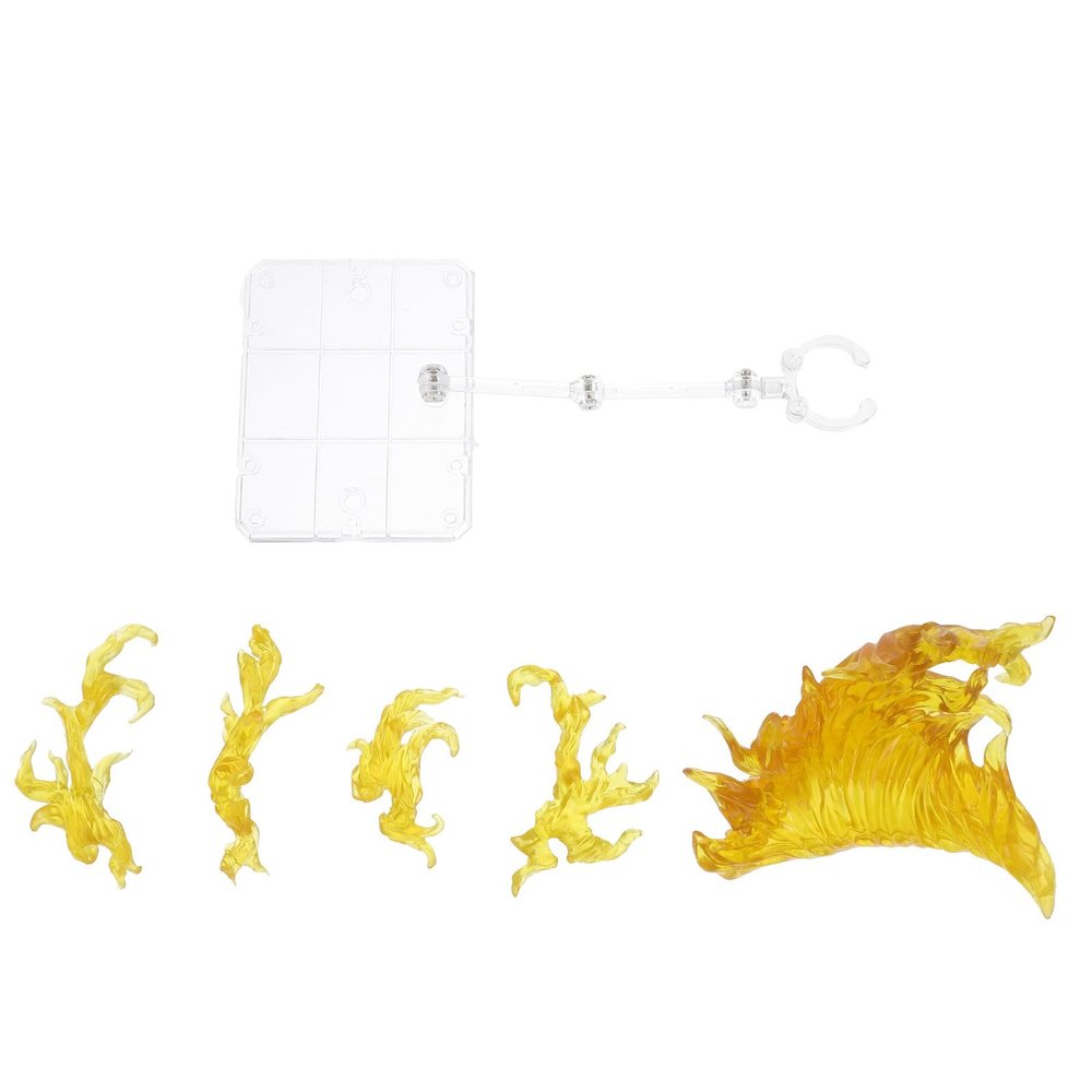 FOYTOKI Fire Effect Action Figure Stand Clear Flexible Doll Model Display Rack with Connectable Base for Figurines Portable Bracket for Battle Scene Reproduction Compatible with Various