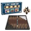 3-in-1 Magnetic Game Set  Chess, Checkers & Backgammon Board | MDF Case, Scratch-Resistant Gloss Finish, Portable Foldable Design view 1