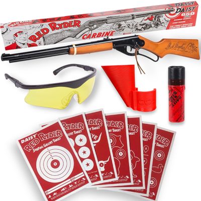 Engrave & Personalize Bundle - 5 Items - Engrave 3 Places - Red Ryder BB Gun, Protective Safety Glasses, Speedy BB Funnel, 25 Targets, 350 BB's - Make a Memorable for A Lifetime