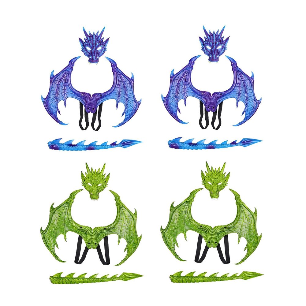 2x Dinosaur Tail Set Kids Dragon Costume for Carnivals Party Favors Dancing Dinosaur Tail Set Kids Dragon Costume for Carni
