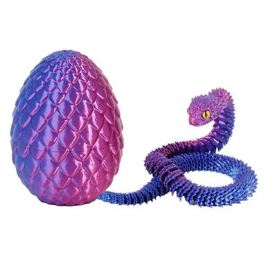 3D Printed Cool Snake Dragon Egg Multi-Joint Novel Easter Gift Decompression Children's Toys Desktop Decoration (Pink Blue Gradient)