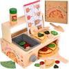 WoodTrove Wooden Pizza Toy, Wooden Pizza Counter Playset with Bake Oven, Montessori Pretend Play Toys, Play Food and Accessories, Cooking Pretend Play Toys for Boys Girls Age 3+ view 1
