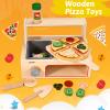 WoodTrove Wooden Pizza Toy, Wooden Pizza Counter Playset with Bake Oven, Montessori Pretend Play Toys, Play Food and Accessories, Cooking Pretend Play Toys for Boys Girls Age 3+ view 3