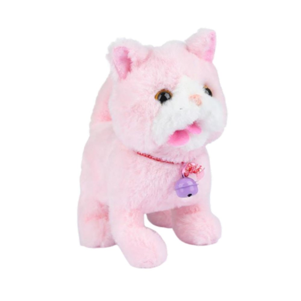 DYNWAVE Interactive Toy Figure Stuffed Animal Lightweight Funny Electric Walking Cat Toy with Record Function for Children Gift, Pink