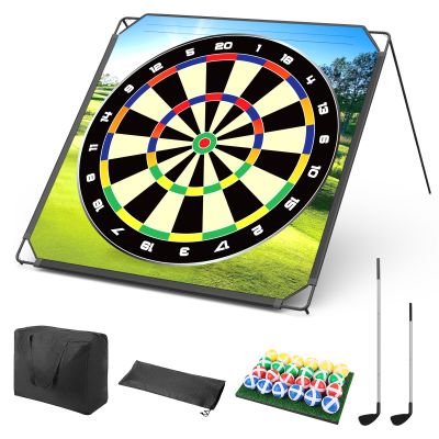 BaiYuan Portable Golf Chipping Game Set for Dads & Junior Golfers, Indoor, Outdoor Backyard & Lawn Fun with 24 Sticky Balls, Putting Mat, 2 Putter & Carry Bag - Family Golf Gifts