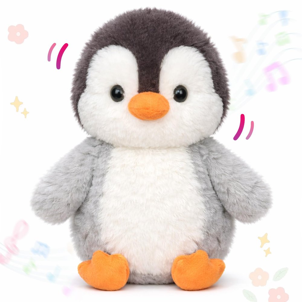 Easfan Penguin Talking Singing Stuffed Animal with Swaying Flapping Wings Interactive Plush Toy Funny Toy for Kids Toddlers Christmas Der Gifts,9''