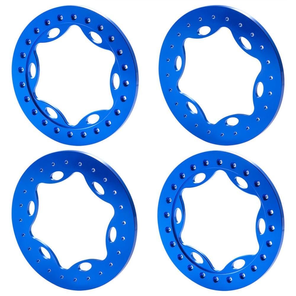4Pcs 2.9inch Metal Wheel Rings Compatible with 1 6 Scale RC Cars Like SCX6 AXI05000 AXI05001 Trail Honcho Upgrade Parts(C Blue)