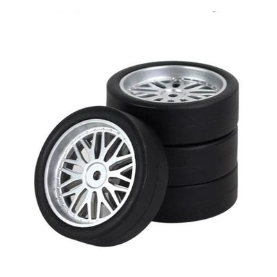 33mm RC Hard Drift Tire Wheel Set 4pcs Compatible with 1/18 Scale RC Cars Including AE86 A86 LD1801 LD1802 LD1803 LD1804 A01 A02 Models(LA0046 Silver(Hard))