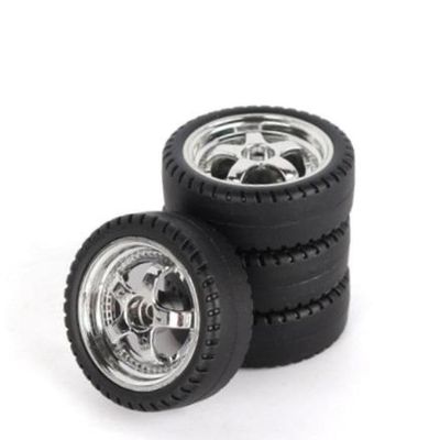 33mm RC Hard Drift Tire Wheel Set 4pcs Compatible with 1/18 Scale RC Cars Including AE86 A86 LD1801 LD1802 LD1803 LD1804 A01 A02 Models(LA0034 Silver(Hard))