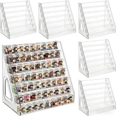 6 Pack 7 Layers Clear Display Shelf for Funko Pop Acrylic Clear Display Case for Bitty Pop Mini Collectible Toys Display Shelf for Mini Action Miniature Storage Compatible with Bitty Pops Funko