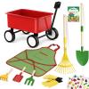 Qtioucp Kids Gardening Wheelbarrow Set, Metal & Wooden Garden Tools for Kids Ages 3-8, Real Wheelbarrows with Apron, Gloves & STEM Guide, Outdoor Backyard Garden Toy Gift view 1