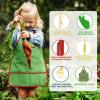Qtioucp Kids Gardening Wheelbarrow Set, Metal & Wooden Garden Tools for Kids Ages 3-8, Real Wheelbarrows with Apron, Gloves & STEM Guide, Outdoor Backyard Garden Toy Gift view 4