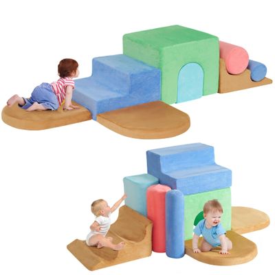 BODIOO Climbing Toys for Toddlers, Foam Climbing Blocks with 8-Piece Modular Set, Washable Cover Supports Color Coordination, Motor Skills, Climb Crawl and Slide