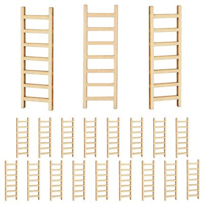 20PCS Mini Wooden Ladder,2.4'' Wooden Miniature Ladder,Wood Step Fairy Garden Accessories,Miniature Dollhouse Accessories for DIY Craft Dollhouse Dcor Landscape (20 Pcs)