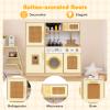 CHEFJOY Kids Kitchen, Wooden Toddler Montessori Pretend Play Toy with Rattan Door, Light & Sound, Water Dispenser, Washing Machine, Range Hood, Cookware, Pretend Play Kitchen for Kids 3+ (Yellow) view 3