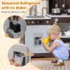 CHEFJOY Kids Kitchen, Corner Playset with Lights & Sounds, Range Hood, Ice Maker & Coffee Maker, Microwave, Sink, Faucet, Little Chef Pretend Play Kitchen for Toddlers, Kids 3+, Indoor (Brown) view 4