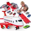 Airplane Toys for Toddlers 3-5, Foldable 4 Layer Toddler Car Track Playset, Toy Plane Transport Car Carrier & 6 Race Cars,Toy Airplane for Boys Age 4-7,Plane Toy for Birthday, Chritmas Gift view 1