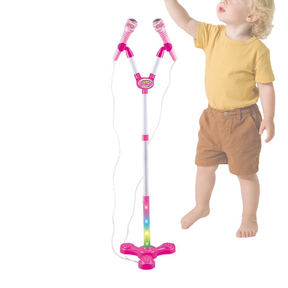 Kids Microphone with Stand  Karaoke Machine with Colorful Light, Children's Microphone Toy for Boys, Girls, Preschoolers, Birthday Parties, Playroom, School Events, Holiday Performances, and Play