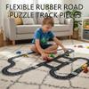 Flexible Rubber Road Puzzle Track Pieces,Flexible Expressway Circuit Set Toy,Waterproof Indestructible Modular Puzzle Car Highway Tracks for Kids Boys and Girls (24pcs) view 2
